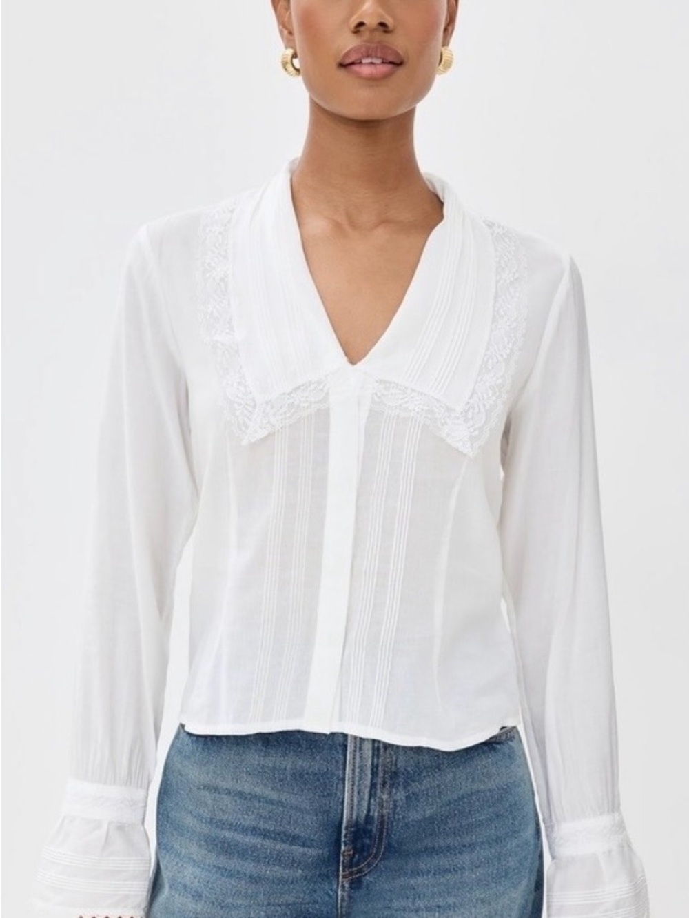 Reformation Vivi Cotton Voile Top-ivory